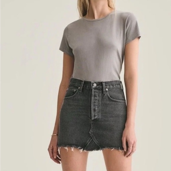 Agolde Charcoal Mini Skirt - Picture 1 of 5